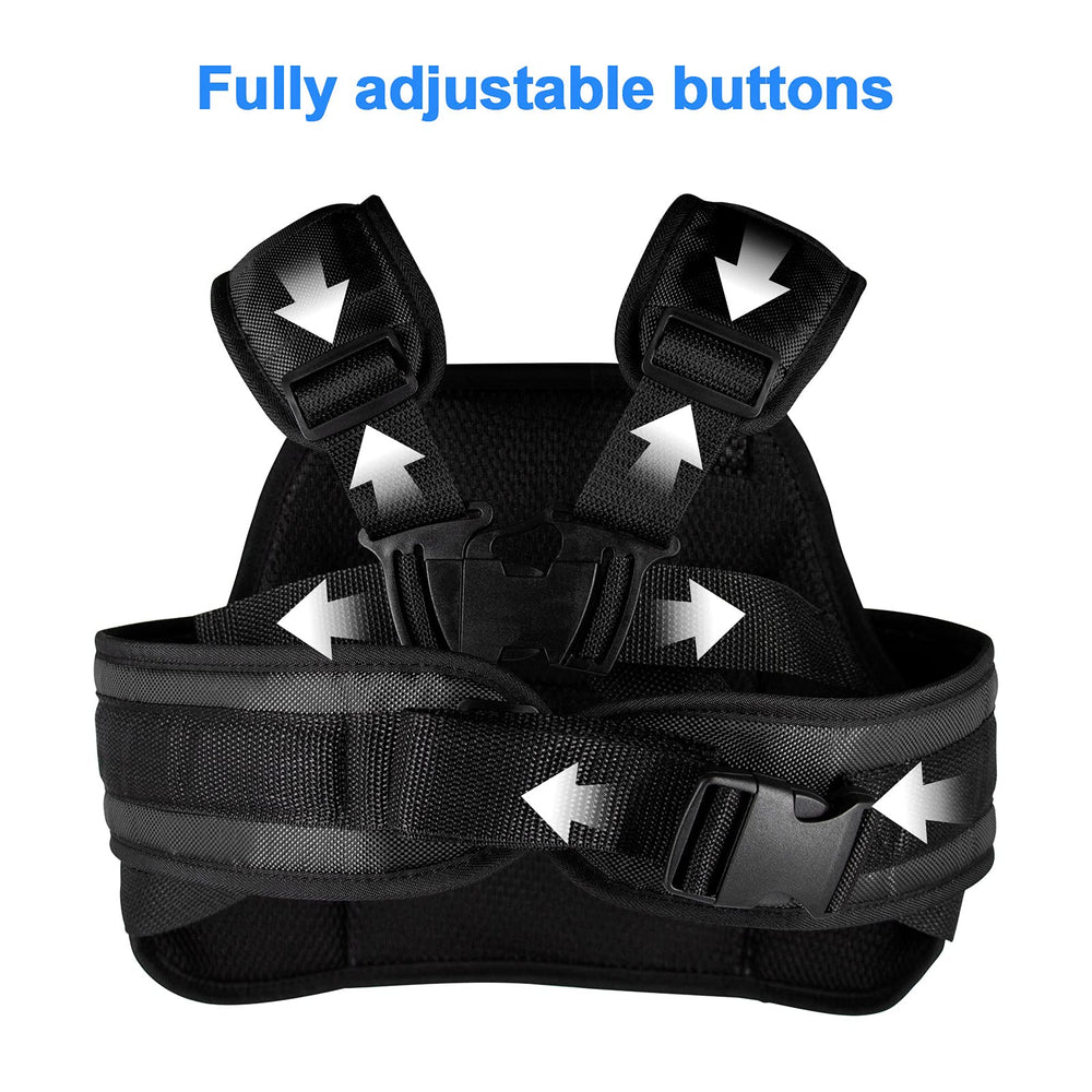 KQSNBG adjustable harness multi-directional adjustment demonstrates versatile sizing for different riders