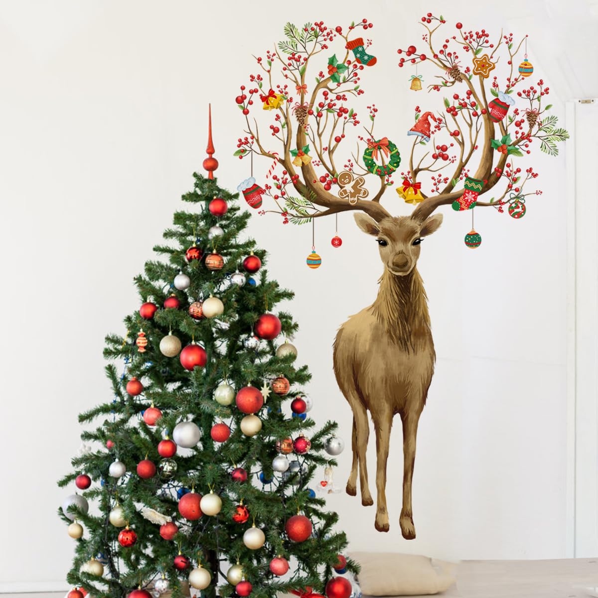 Kreleurs Christmas wall stickers set transforms living spaces into festive focal points.