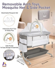 KRIDDO bassinet features a detachable mosquito net for on-the-go protection