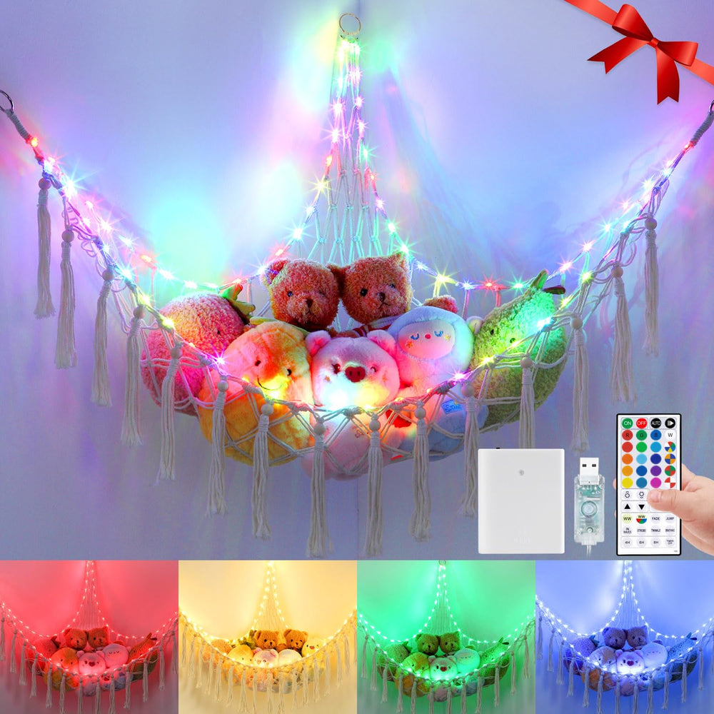 Krislait 20 Color Change Hammock close-up highlights durable cotton rope for plush toy storage.