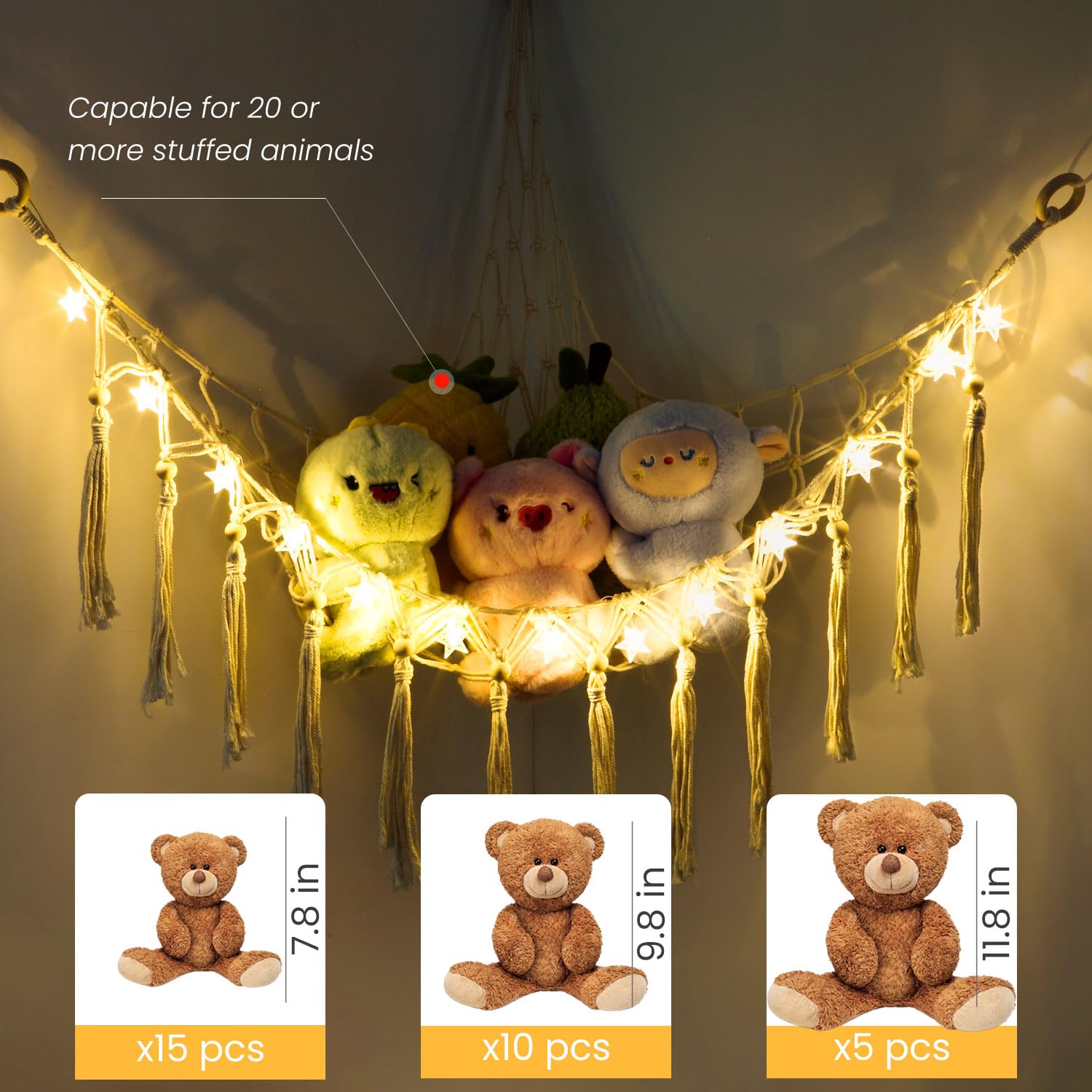 Krislait weight capacity image shows sturdy hold for 22–33 lb toys.