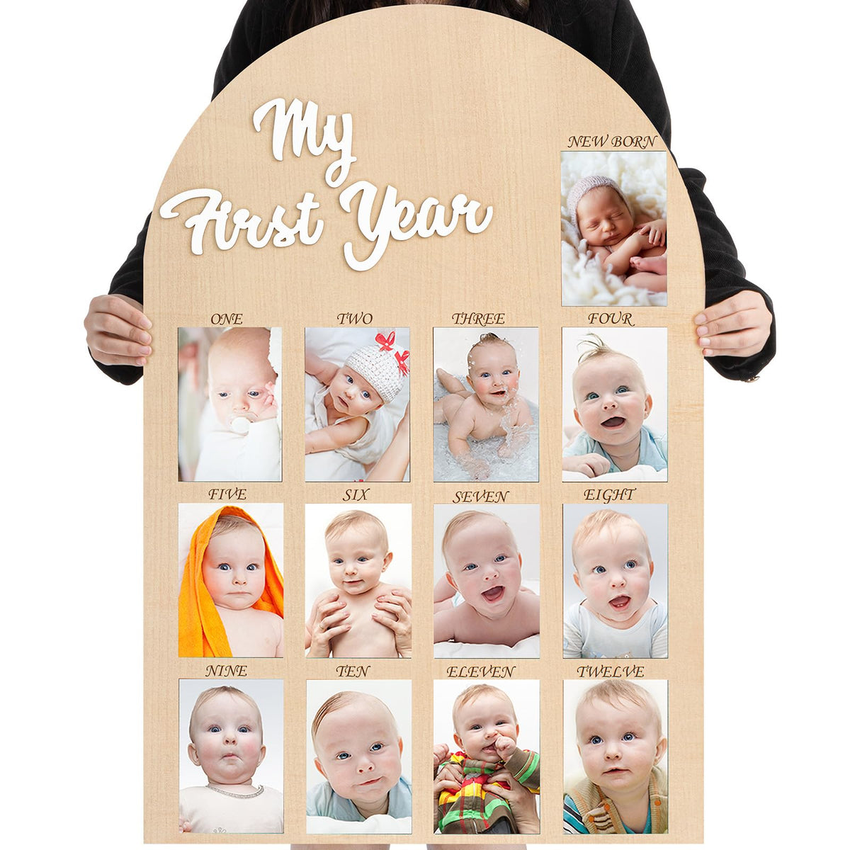 Kritkin My First Year Photo Board setup shows roomy 33x22 inch layout for monthly photos