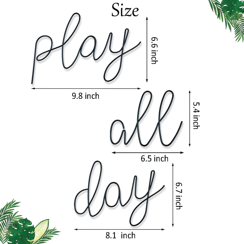 KRSHEMDE Play All Day Sign metal wire art enhances room energy and playtime focus.