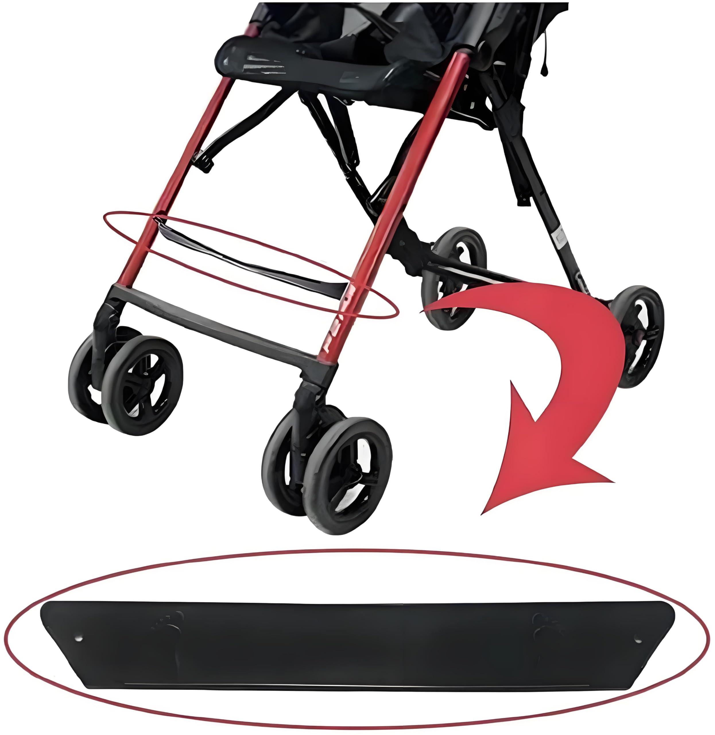 Kryoflare footrest demonstrates adjustable height and angle for changing needs.