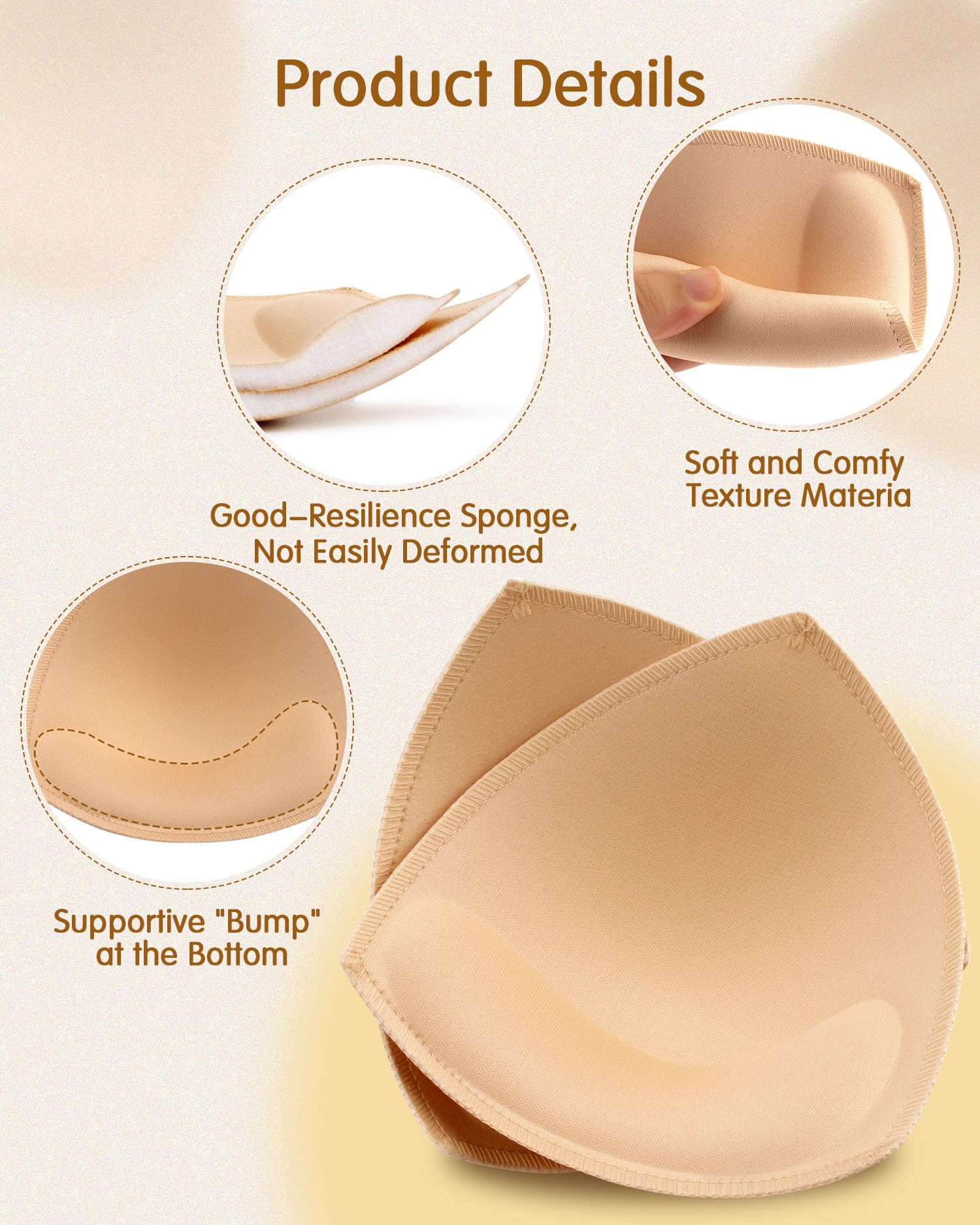 KSang pad cups in A-D sizes ensure a better fit and natural shape.