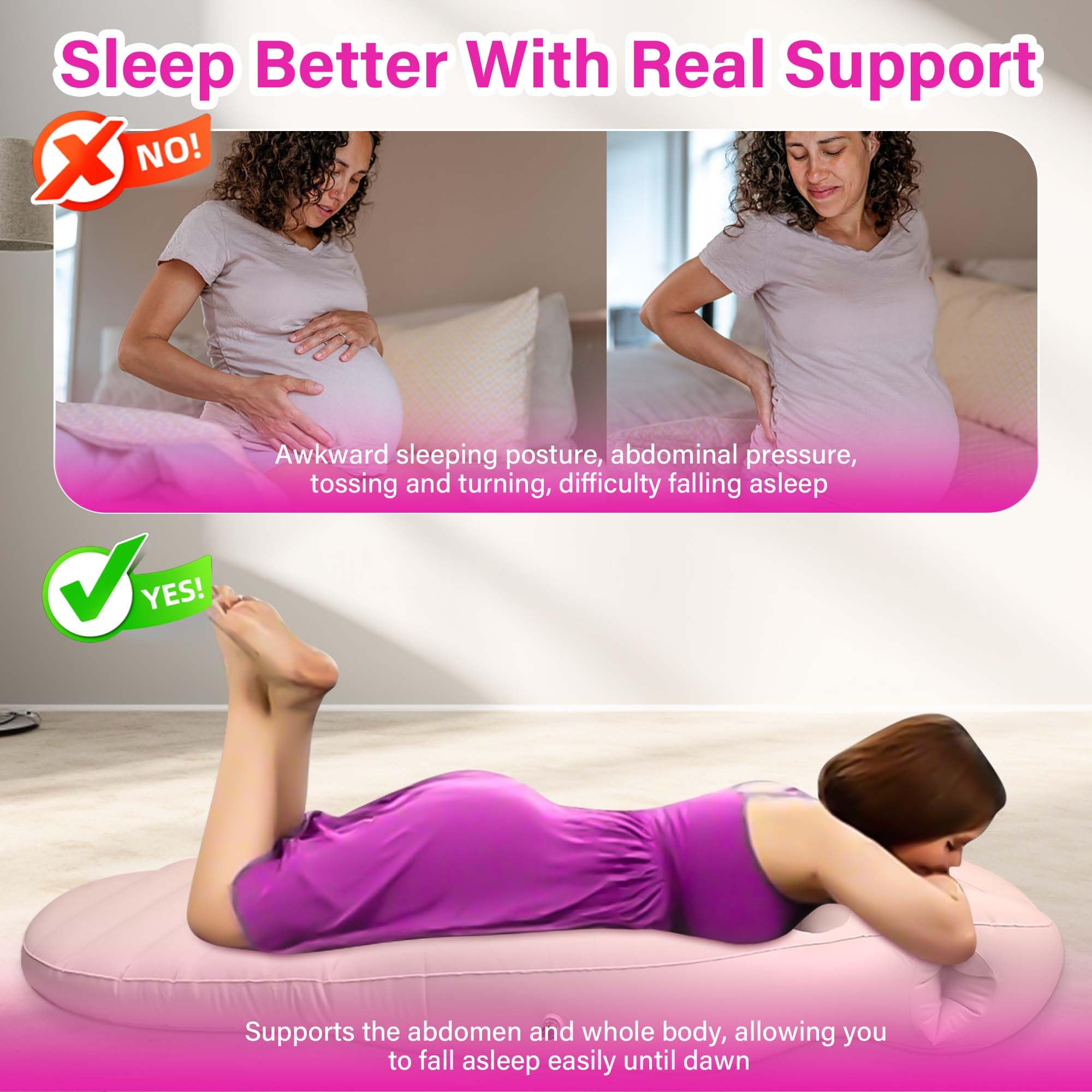 KSFJEU full-body-support gray maternity airbed cushions hips and spine.