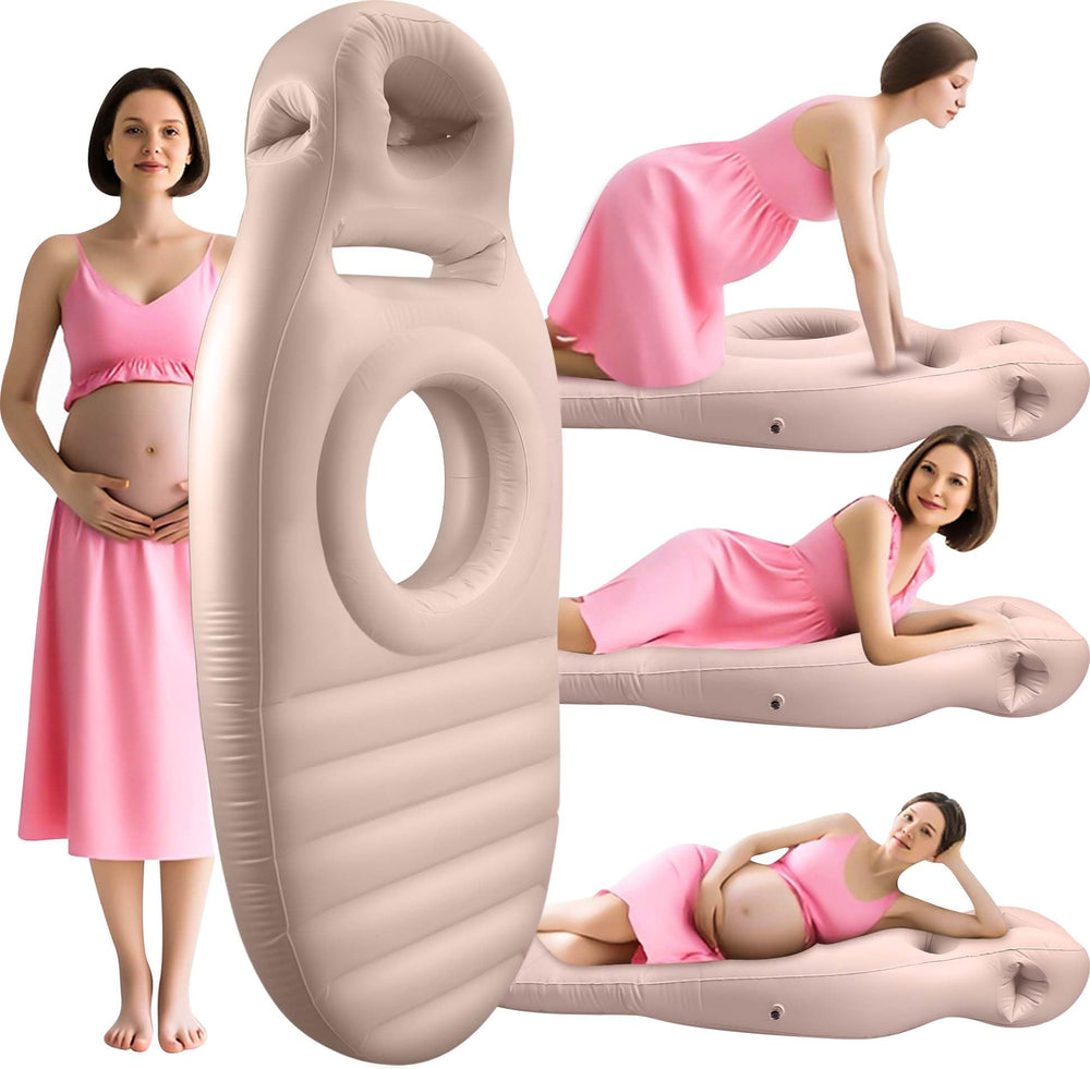 KSFJEU inflatable pregnancy pillow belly-hole design supports safe prone sleeping.