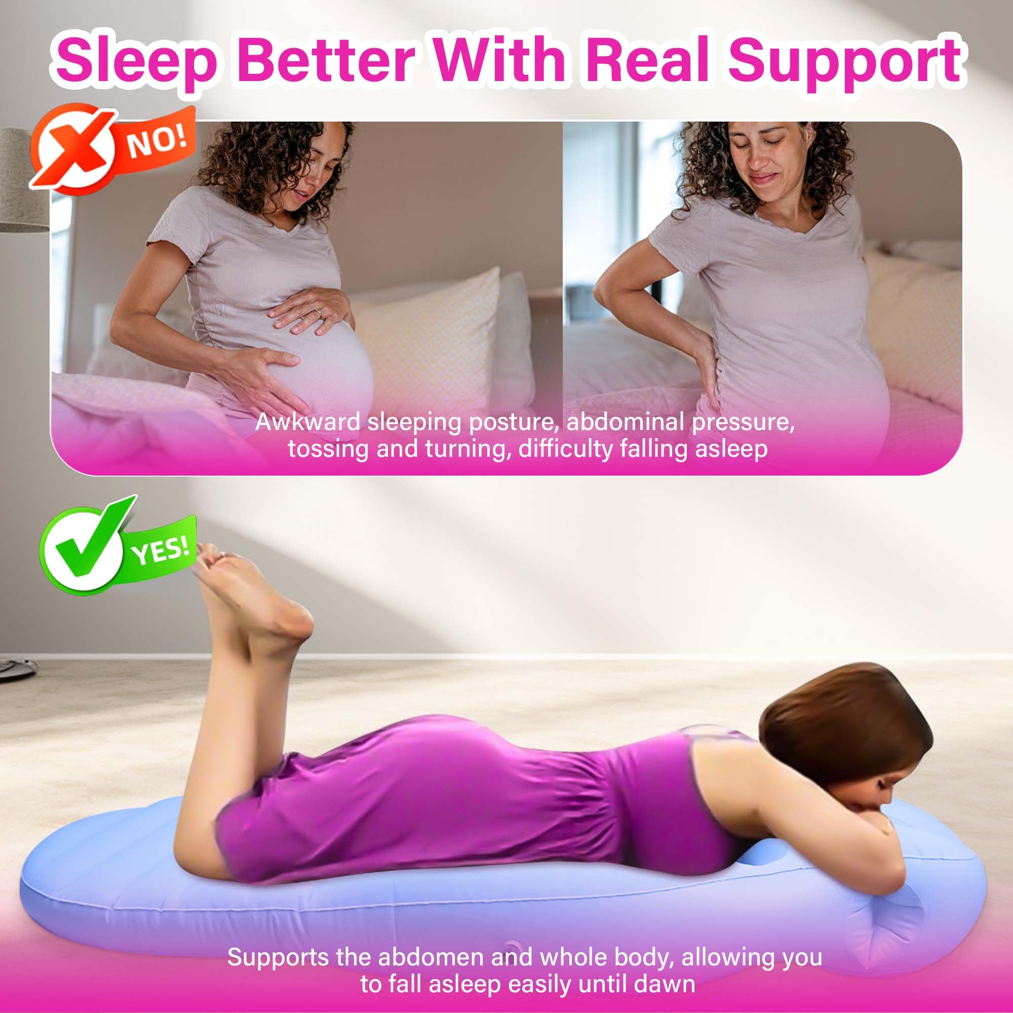 KSFJEU inflatable pregnancy pillow head hole blue supports neck alignment.