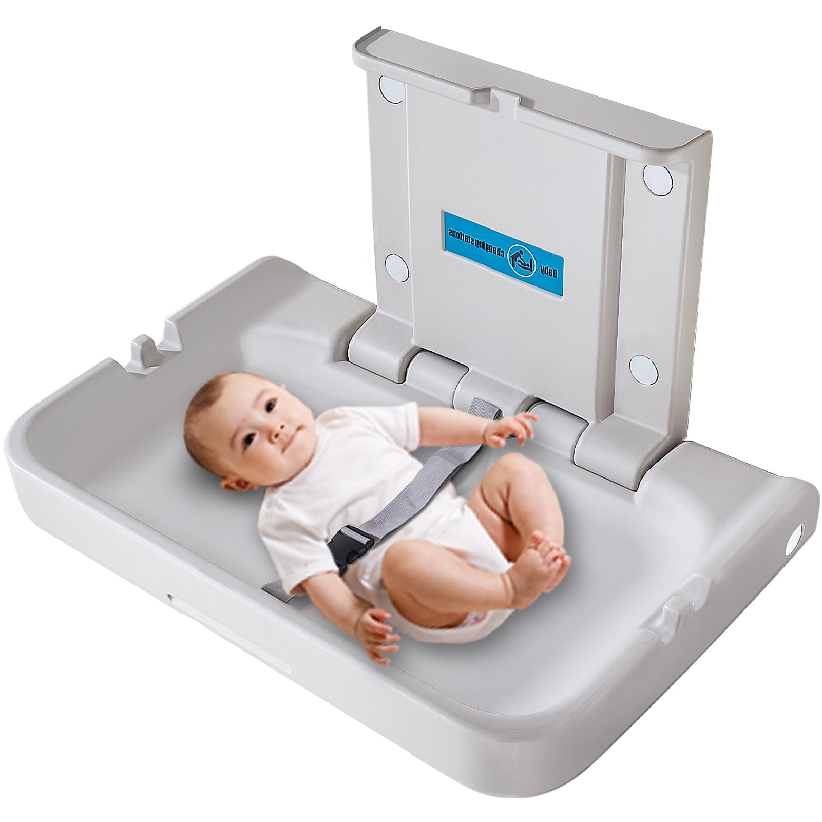 KSITEX baby changing station wall-mounted, space-saving solution for public restrooms.