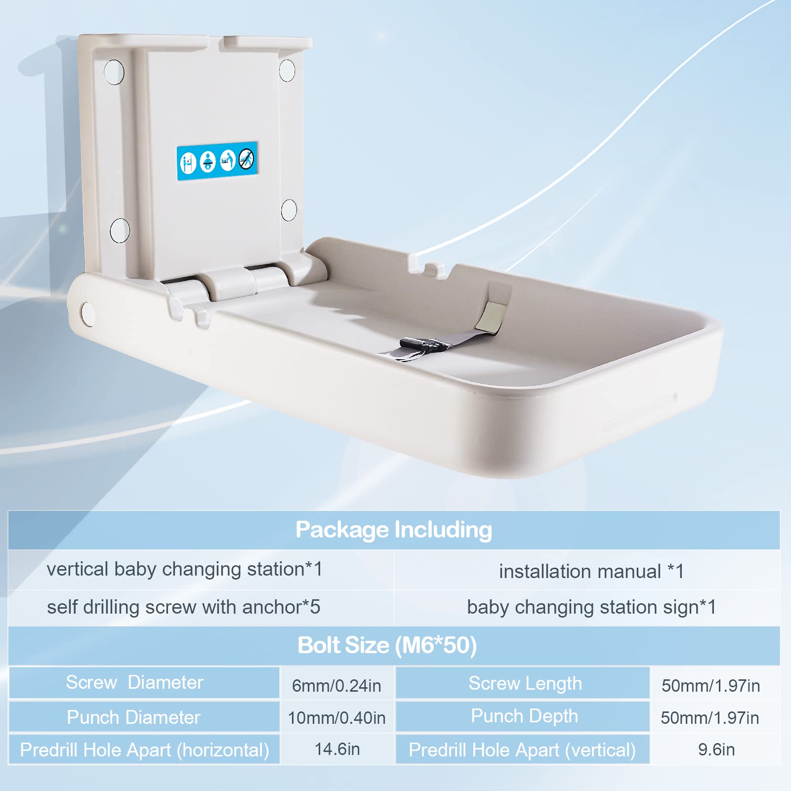 KSITEX baby changing table suited for commercial spaces like malls and offices.