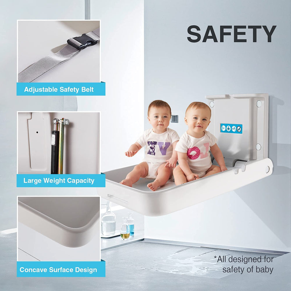 KSITEX baby changing table with side hooks keeps diapers and wipes within reach.