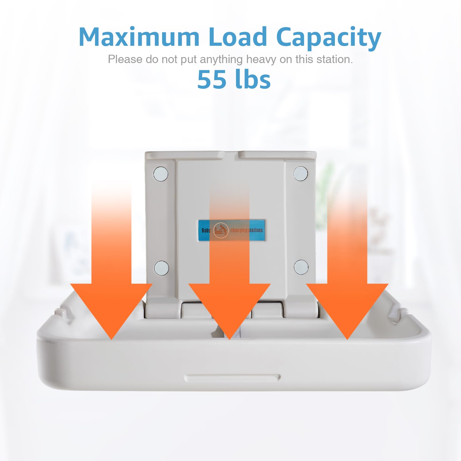 KSITEX changing table showing hooks and paper towel holders for quick changes.