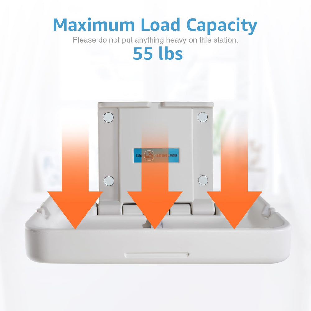 KSITEX changing table showing hooks and paper towel holders for quick changes.