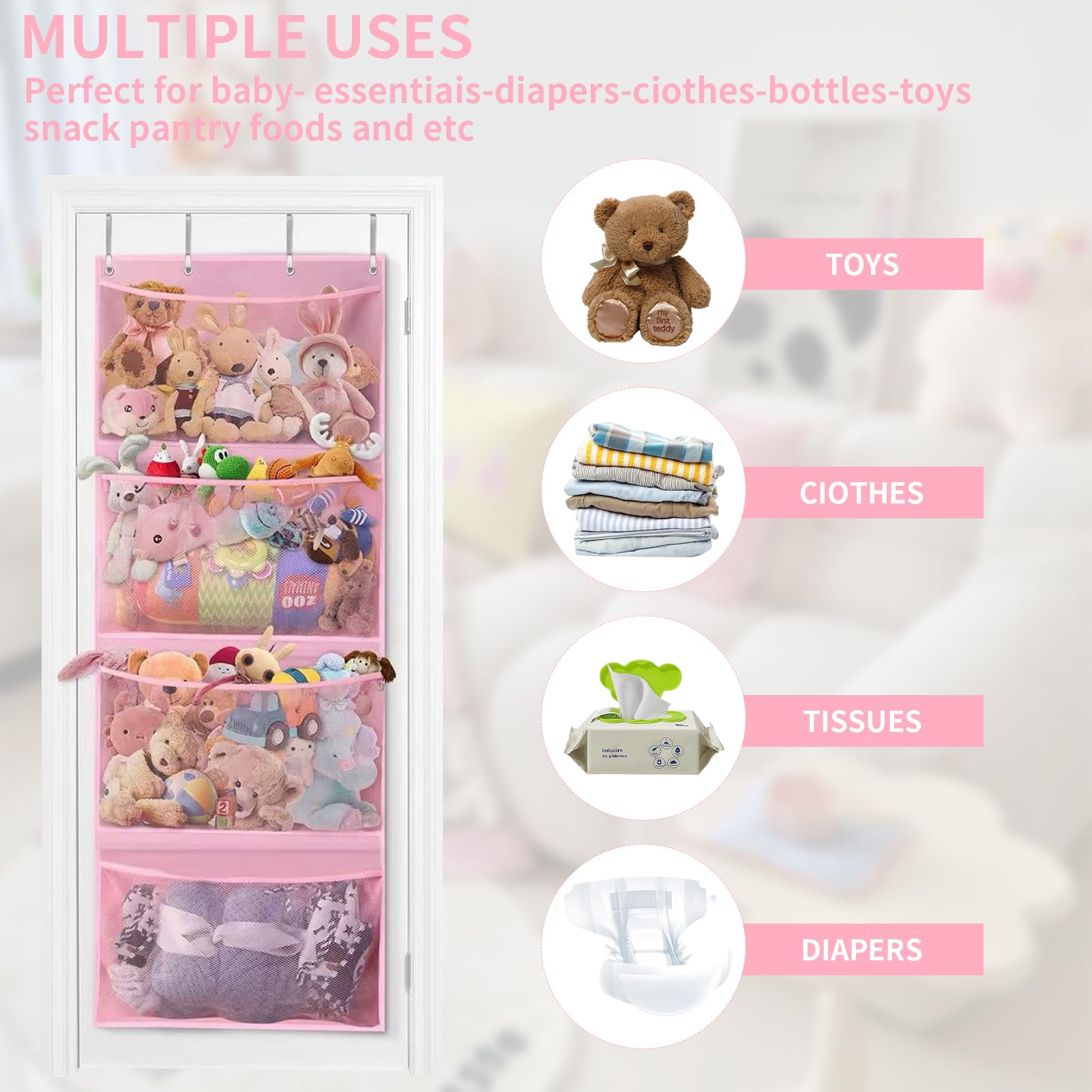 Kuaile bedroom storage for kids room; space-saving door organizer