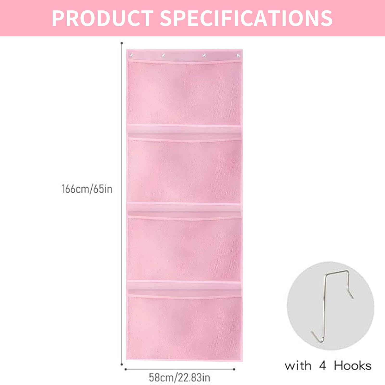 Kuaile door organizer close-up shows 4 pockets for plush toys