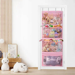 Kuaile plush toy storage hanging on door featuring sturdy fabric