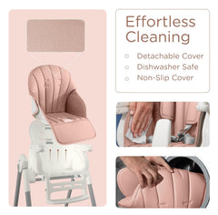 KÜB 3-in-1 foldable high chair with 5-point harness for secure seating during meals.