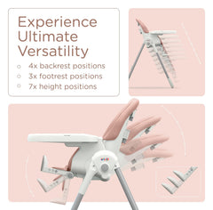 KÜB 3-in-1 foldable high chair removable seat enables deep cleaning after meals.