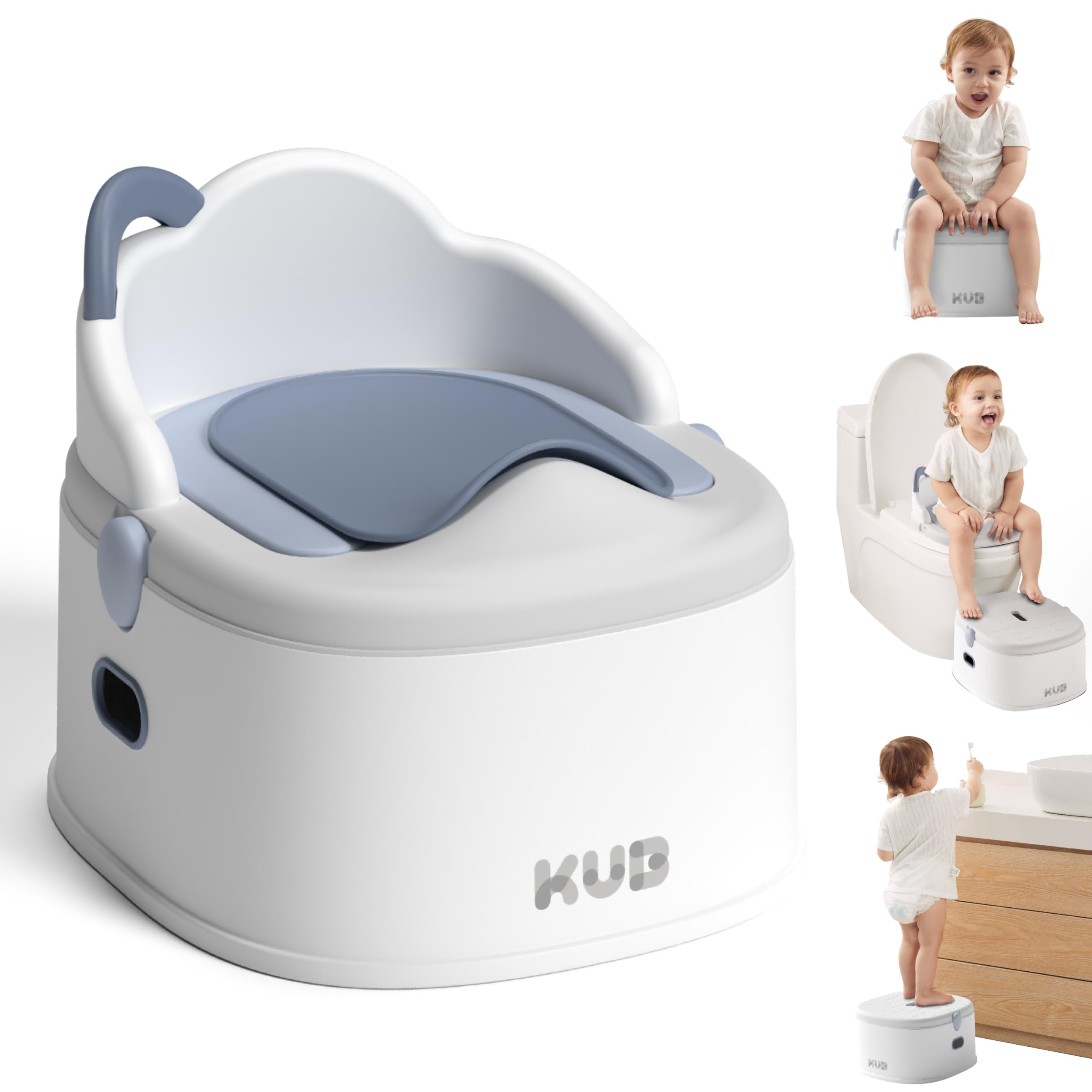 KUB 3-in-1 potty trainer chair blue offers stable support during early potty training sessions.