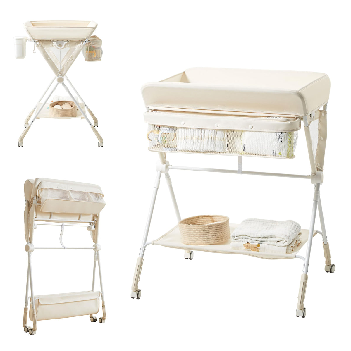 KUB diaper changing table folded-flat for easy storage and space-saving setup.