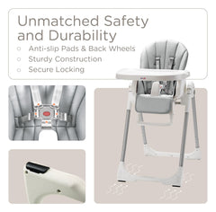 KÜB high chair grey 5-point harness for secure seating during feeding