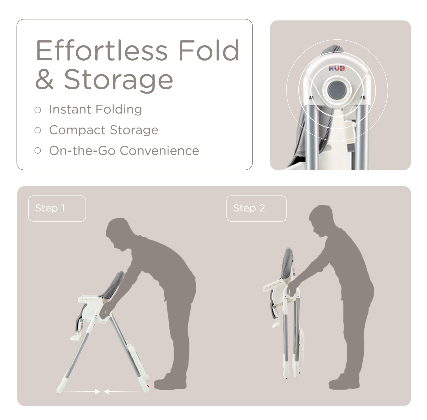 KÜB high chair grey height adjustment highlights 7 positions for growing child comfort