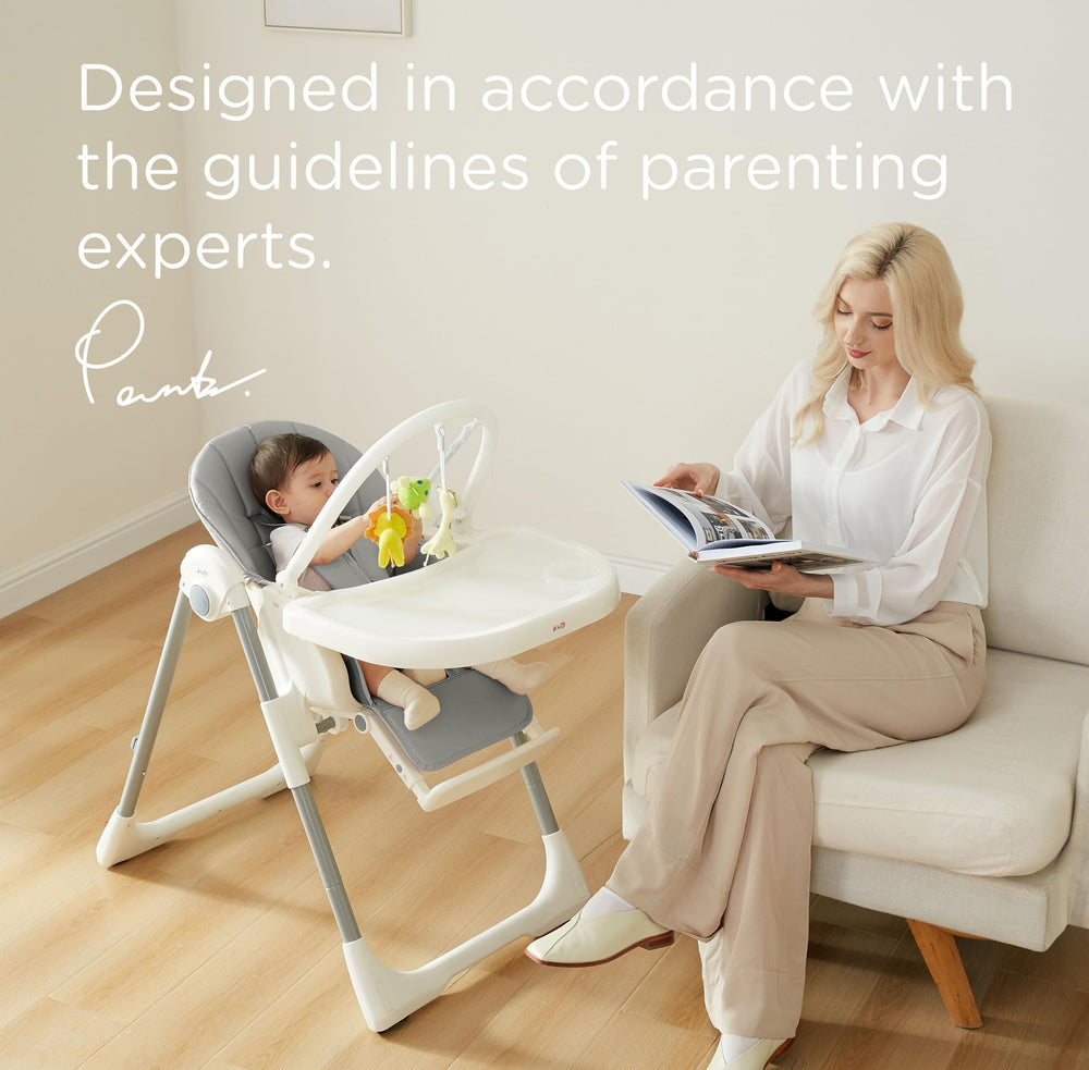 KUB compact high chair folds for tight storage spaces.