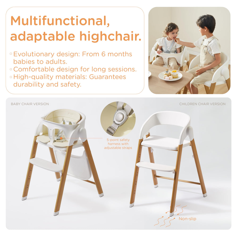 KUB high chair foldable design shows space-saving setup after meals
