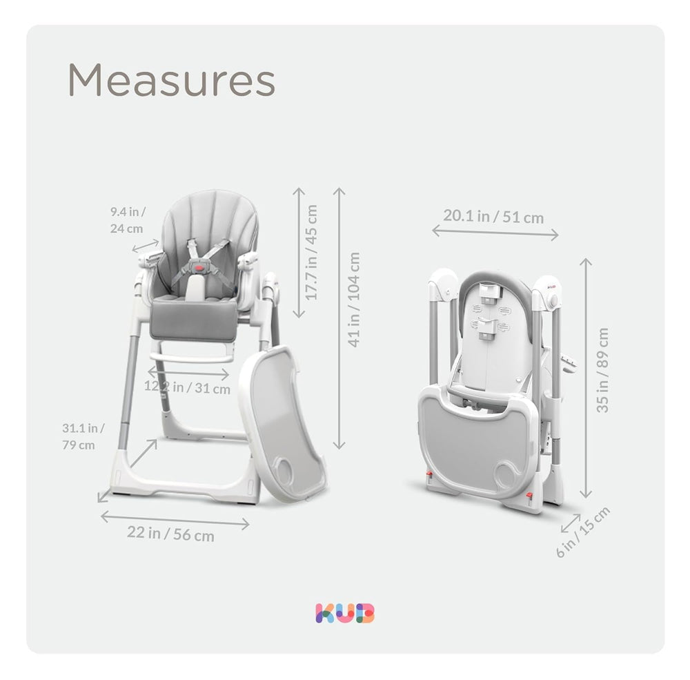 KUB high chair grows with your baby from infancy to toddlerhood.