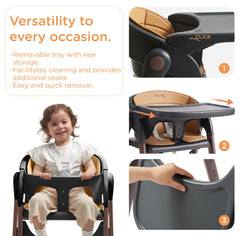 KUB High Chair adjustable footrest supports growing kids during meals.