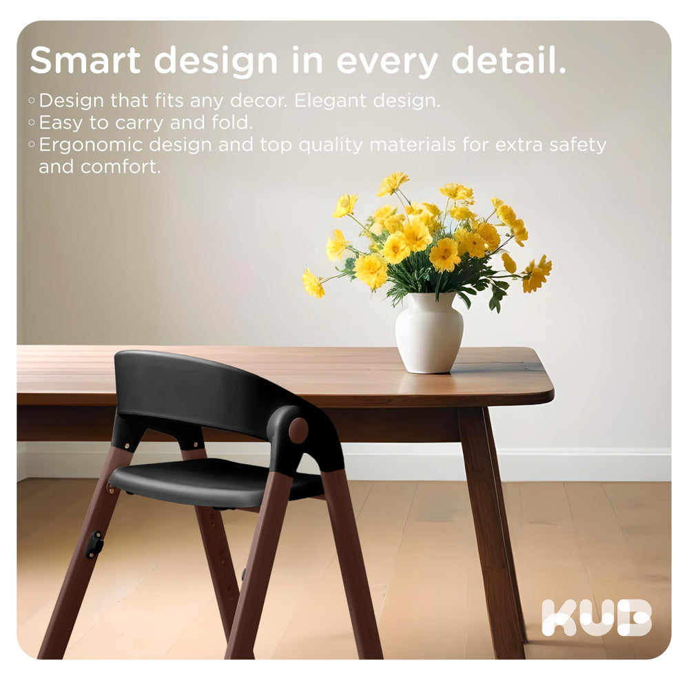 KUB High Chair uses non-toxic materials for safer mealtimes.