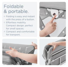 KUB portable changing table height adjustment setup shows three levels for comfortable diapering.