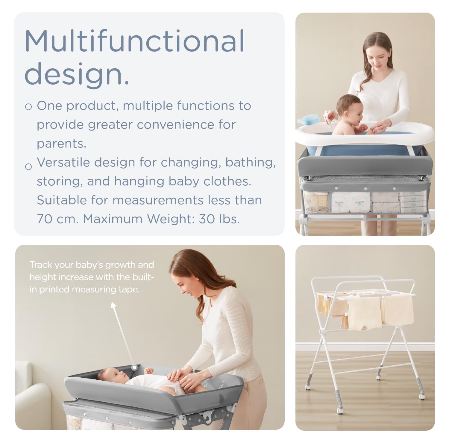 KUB portable changing table sturdy X-frame ensures stable support during diaper changes.