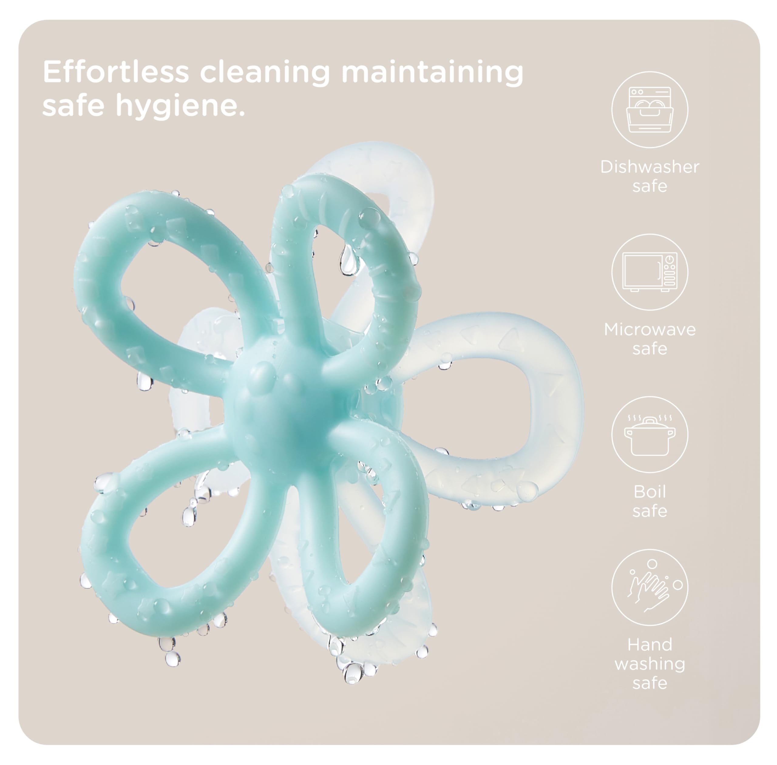KUB Teethers dishwasher-safe design ready for quick cleaning and sterilization.