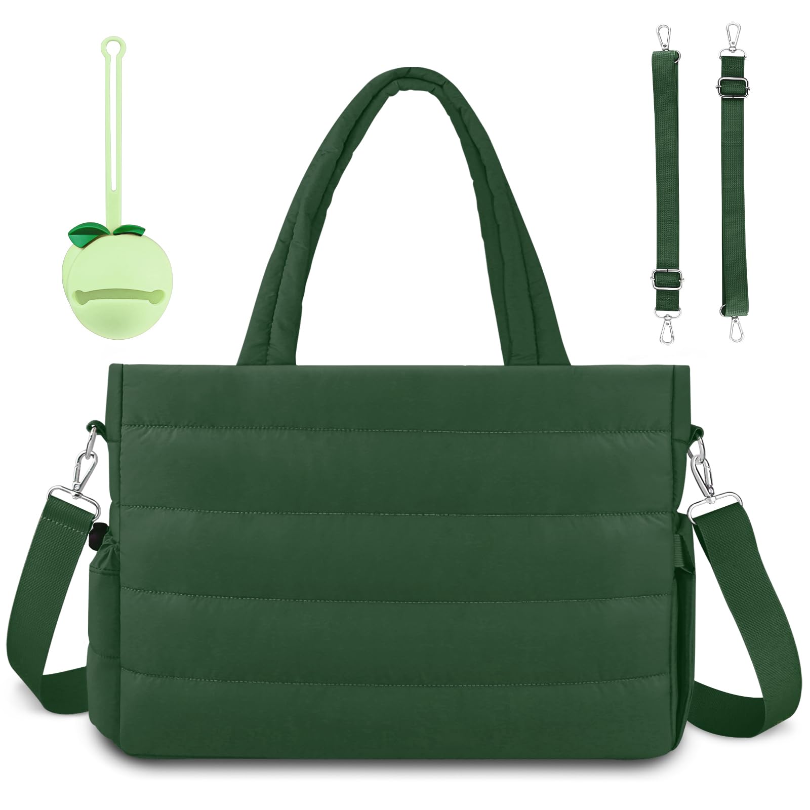 KUBYA diaper bag tote front view shows spacious main compartment for baby essentials