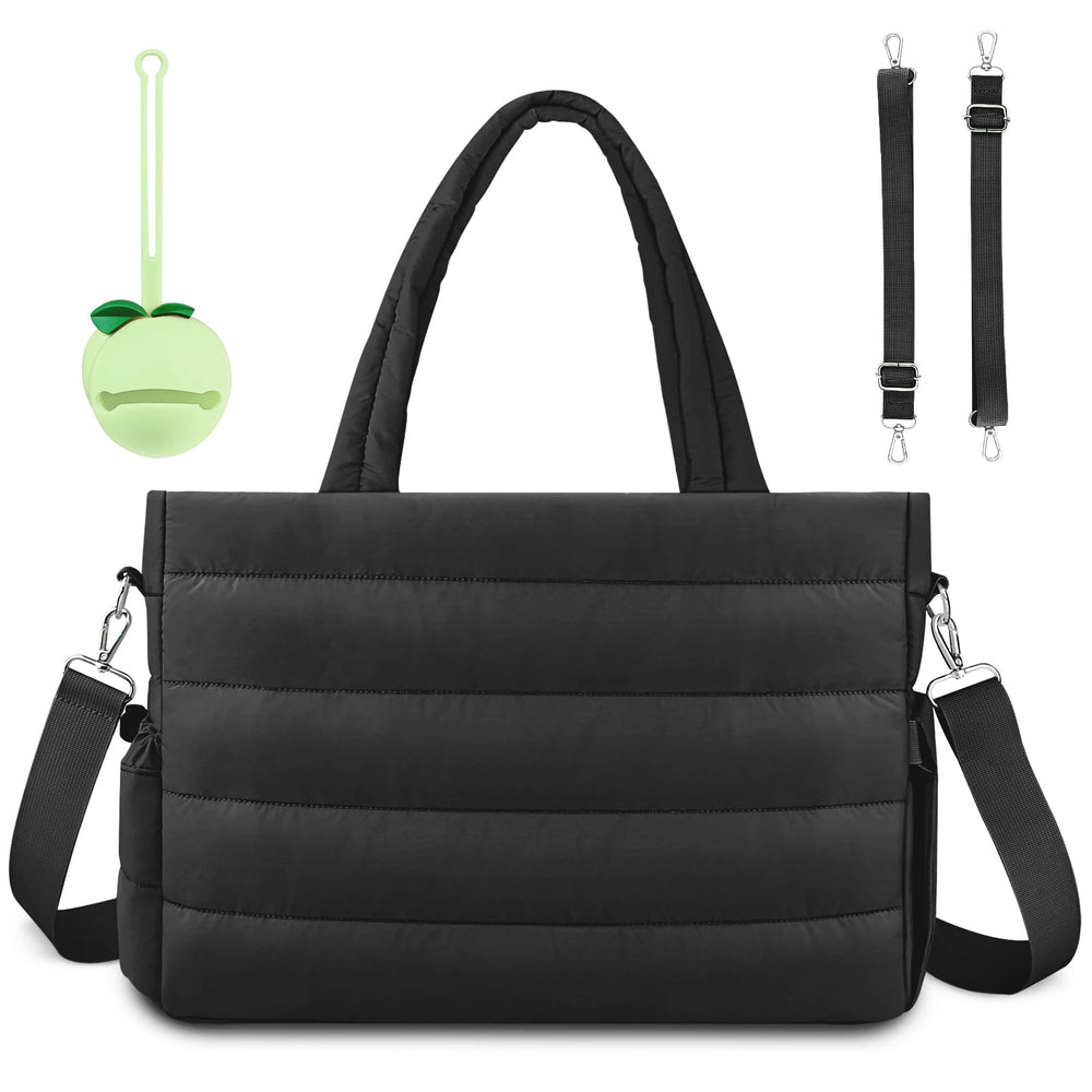 KUBYA diaper bag tote showing full capacity with organized pockets for essentials.