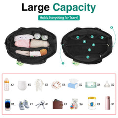 KUBYA diaper bag tote side view highlights the 27 ounce water bottle pocket.
