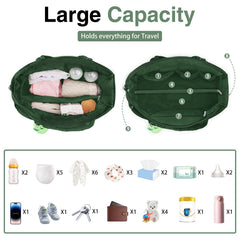 KUBYA diaper bag tote top view highlights organized interior for quick item retrieval
