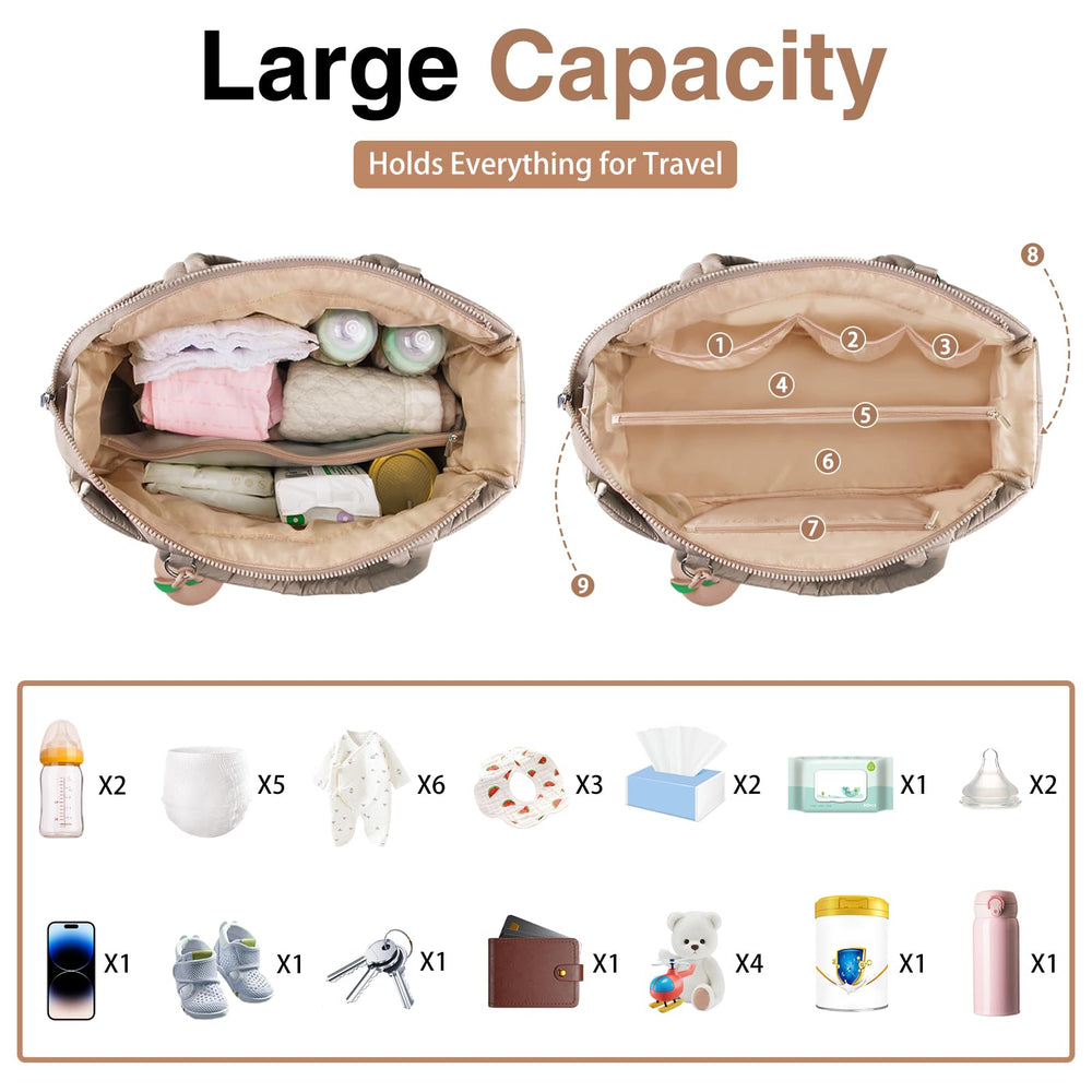 KUBYA diaper bag tote wet dry separator demonstrates removable waterproof bag for item separation