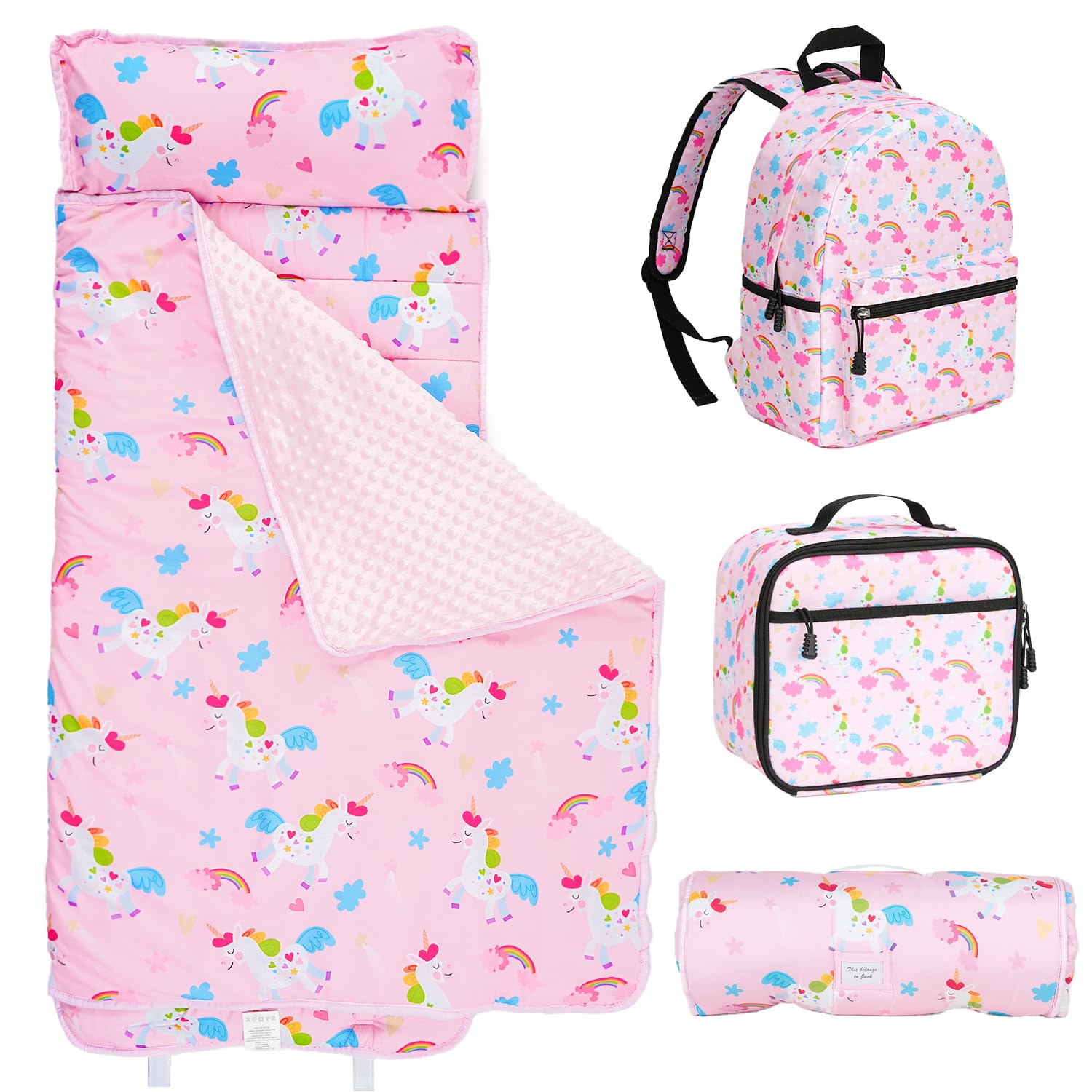 Kulahlik toddler nap mat rolled with carry strap for easy travel and on-the-go rest.