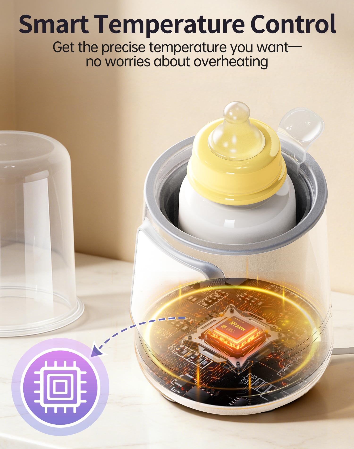 KUMIKIMI anti-scald tray helps prevent spills during feeding prep.