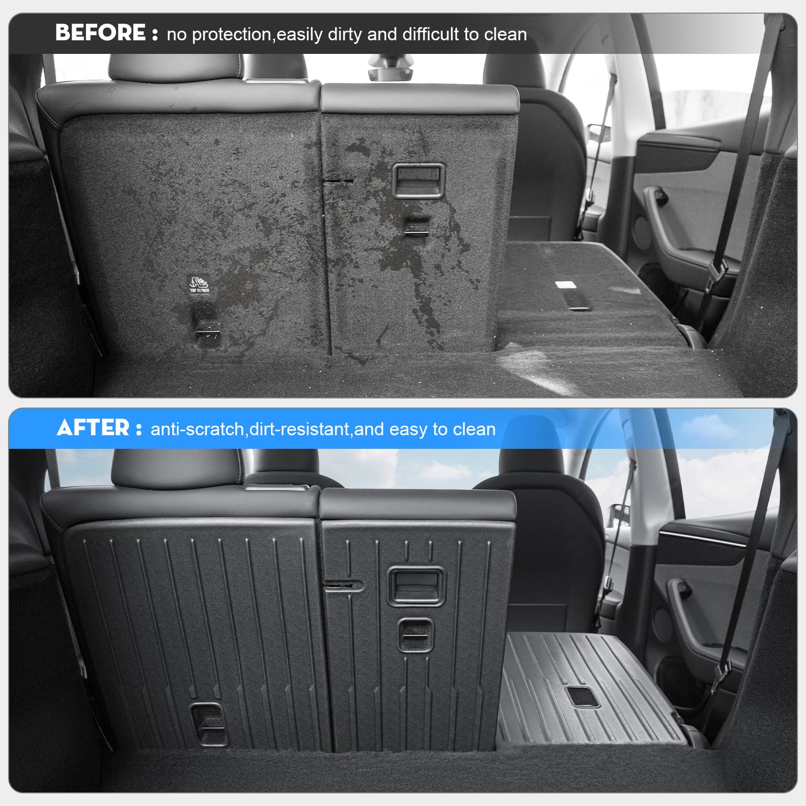 KUNIST durable TPE material back seat protector demonstrates scratch and puncture resistance.