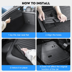 KUNIST rear seat protector demonstrates fast Velcro installation for a secure fit.