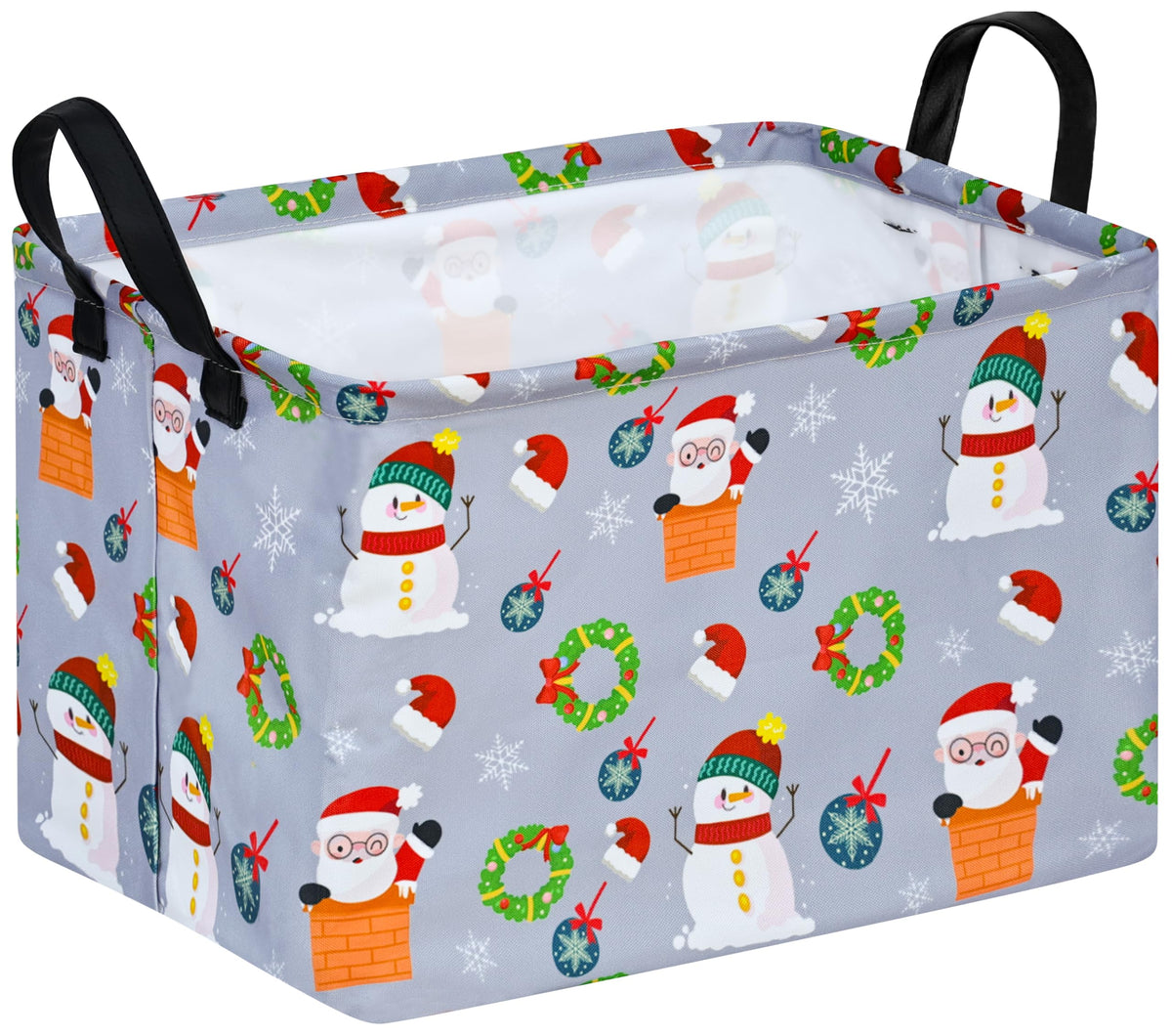 KUNRO Christmas Gift Storage Basket with ghost design in soft pink for stylish organization.