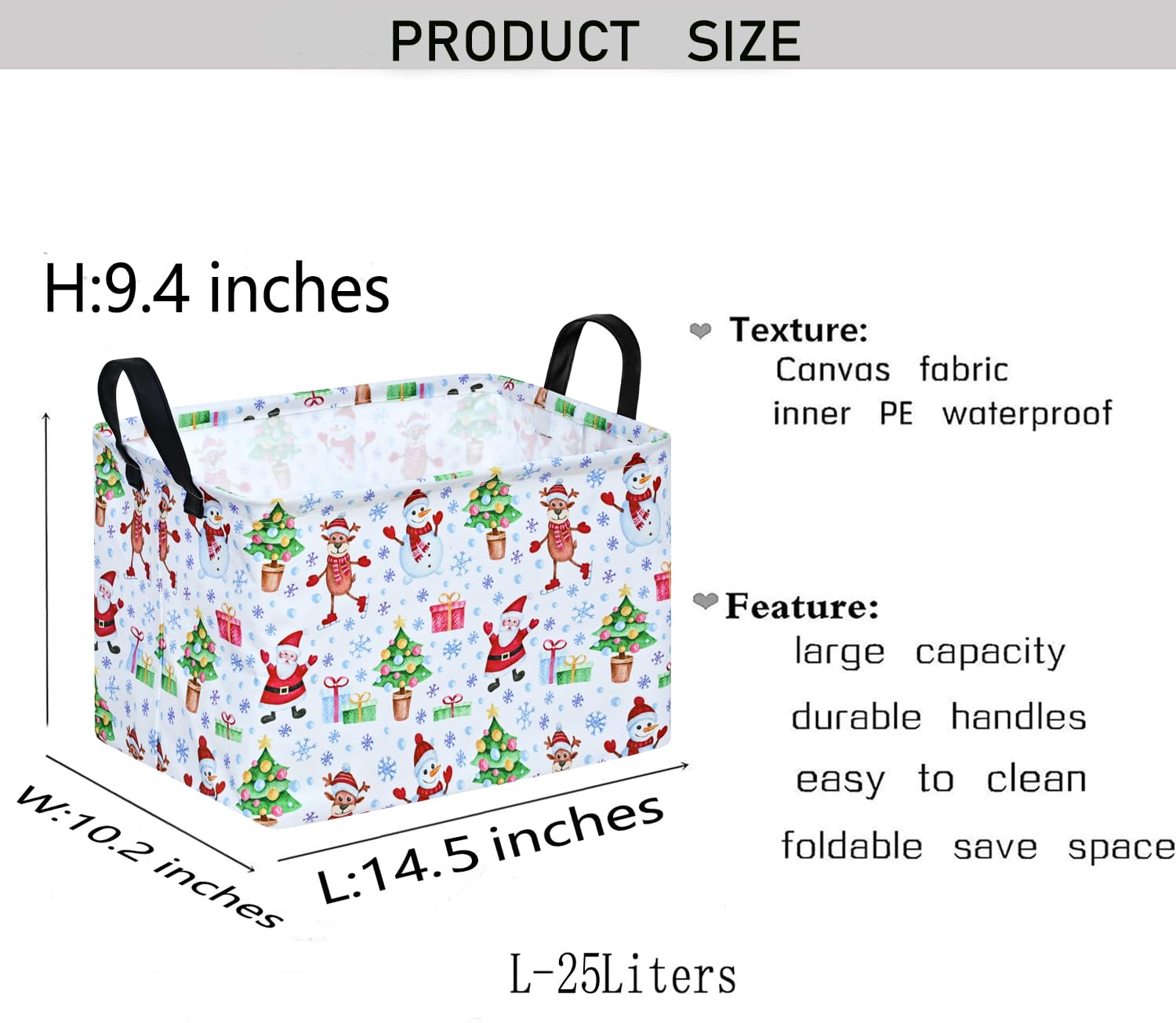 KUNRO Christmas gift storage basket with waterproof liner protects items from spills.