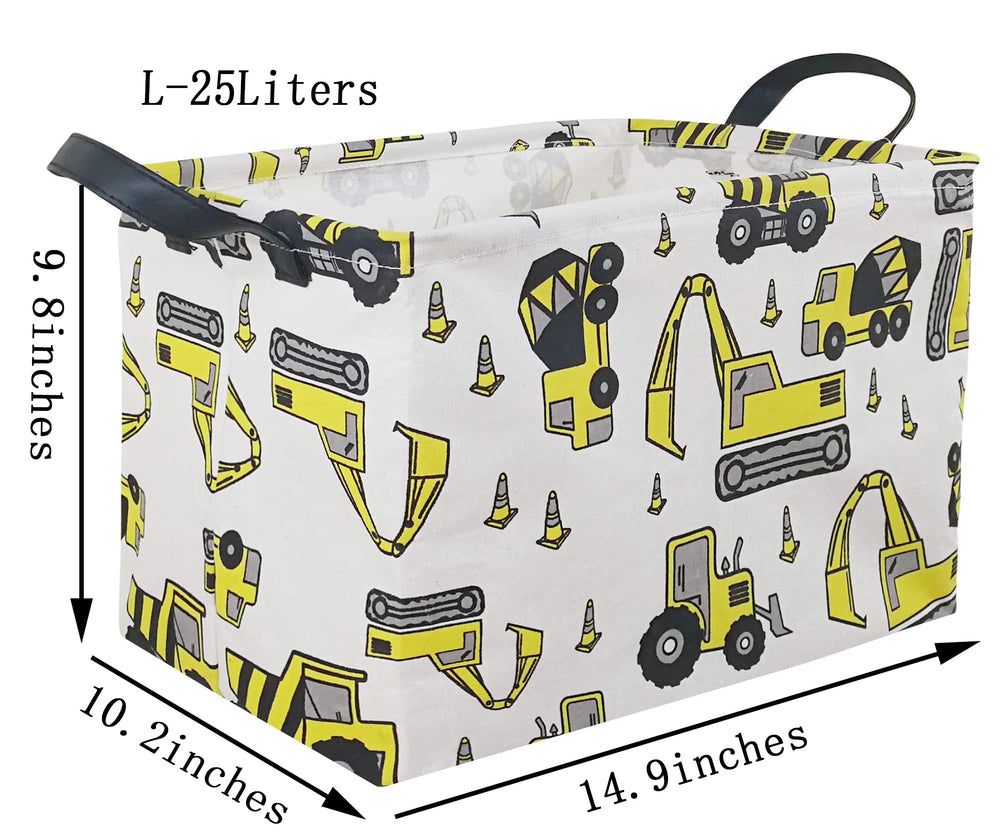 KUNRO excavator-themed nursery storage basket adds playful decor while organizing.