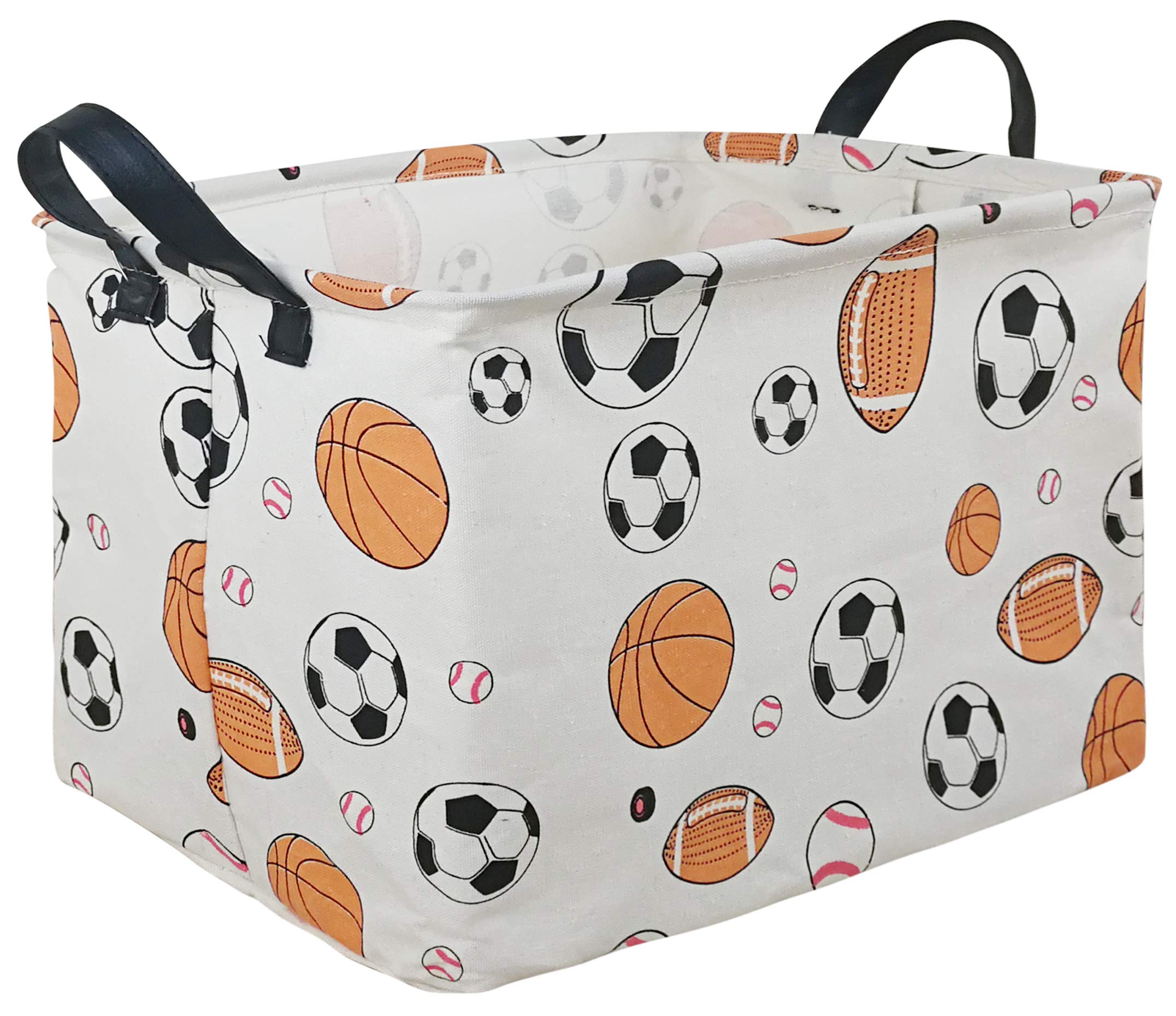 KUNRO Rectang Basket front view demonstrates durable linen-cotton weave for toy storage.