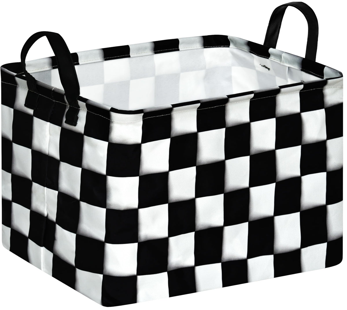 KUNRO rectangular checkered flag storage basket for chic room organization