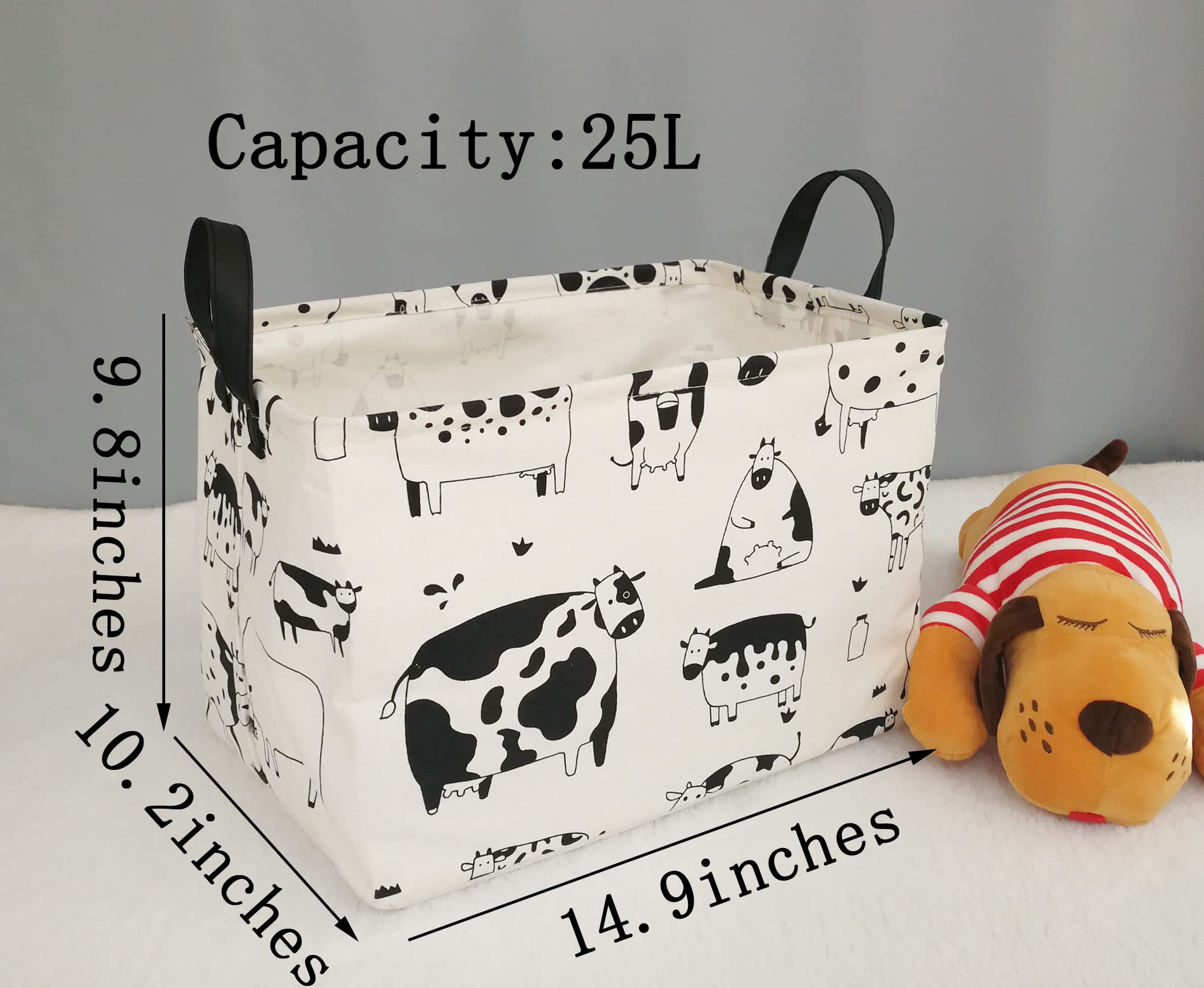 KUNRO Rectang Cow Storage Basket folded form demonstrates compact, space-saving storage.