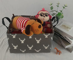 KUNRO Rectang Deer Storage Basket collapsible design demonstrates space-saving storage.
